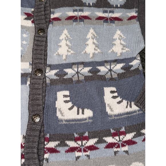 Rare Vintage Northern Reflections Winter Cardigan Sweater Polar Bear Skater L - Picture 16 of 16